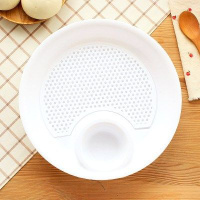 盛吃饺子盘沥水家用盘子带醋碟圆形双层大号塑料餐盘放水饺的托盘 厚款带醋碟大号