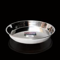 加厚304不锈钢圆形超大盘子托盘凉皮糕盘蒸盘菜盘平底盘花盆底盘 [特厚]双耳38cm糕盘