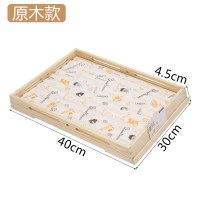 摆件面包托盘木烘焙卷饼防滑茶盘展示盘耐磨摆台点心架下午茶糕点 双层原木斜角40*30