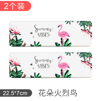 硅藻泥水池长条洗手盆用品杯垫洗漱垫桌面硅藻泥硅泥洗漱杯吸水垫 花朵火烈鸟2个装-DN