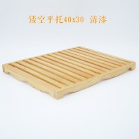 面包托盘木烘焙木制长方形木质欧式多层蛋糕店展示糕点盘子茶餐盘 40*30镂空平托清漆