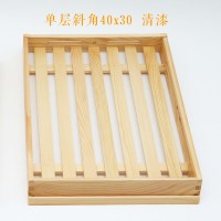 面包托盘木烘焙木制长方形木质欧式多层蛋糕店展示糕点盘子茶餐盘 单层斜角40*30可插标签清漆