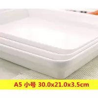 塑料托盘长方形白色密胺盘托盘卤菜深托盘加卤味熟食自助密胺盘子 直角白色加大45.0x31.5x5.0cm