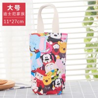 帆布袋子装雨伞袋子水壶袋手提收纳袋便携小拎包水杯套装水杯袋 兰花色大号迪士尼家族