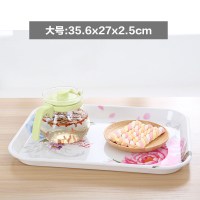 托盘长方形家用杯盘欧式茶盘水果盘仿瓷餐具创意客厅塑料深盘子 彩蝶之花大号+送彩蝶之花大号