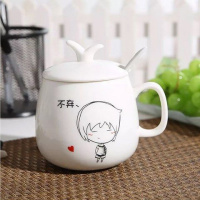 陶瓷对杯马克杯带盖勺咖啡牛奶杯子大肚饮水杯不离不弃情侣杯一对 不弃+盖子+陶瓷勺子