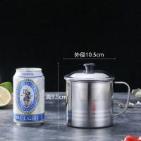 大号不锈钢带盖水杯茶缸子幼儿园水杯带盖罐子泡面杯啤酒杯漱口杯 [带盖中号]10#