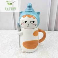 猫咪情侣杯子陶瓷杯带盖带勺可爱马克杯带盖勺大容量创意简约水杯 蛇杯400ml