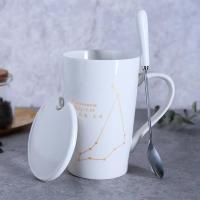 【可代写贺卡，盒装】400ML创意十二星座杯子陶瓷马克杯办公 魔羯座(12.22-1.19)白色带精品勺