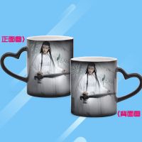陈情令王一博肖战周边同款变色水杯加热杯子可照片定制马克陶瓷杯 4黑色变色杯(送勺子+杯盖+礼盒)