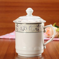 宾馆带酒店客房景德镇茶杯骨瓷陶瓷盖杯茶。会议杯杯家用泡茶 花腾梅花杯