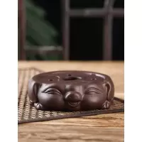 宜兴紫砂养壶托福猪茶托壶垫壶架圆形壶底座貔貅壶托茶垫茶道配件 紫色貔貅茶壶底座