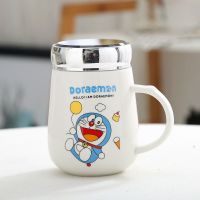 陶瓷杯马克杯子带盖带勺情侣水杯随手早餐杯大容量牛奶杯咖啡杯子 大肚杯[冰淇淋22]