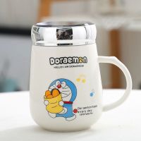 陶瓷杯马克杯子带盖带勺情侣水杯随手早餐杯大容量牛奶杯咖啡杯子 大肚杯【豆沙包23】