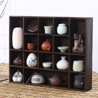 日式实木茶柜架茶杯架家用挂墙茶具茶壶博古架多宝阁小茶架置物架 重烧(小号)71长*13深*高5716