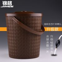 茶渣桶功夫茶具排水桶茶水桶茶具配件茶叶桶带盖小垃圾废水桶 5L四叶草款(咖啡色)+铜头水球
