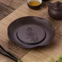 紫砂壶承陶瓷壶垫壶托茶承干泡盘日式茶具功夫茶垫茶托茶道配件 佛手--花边(棕)