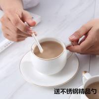 好质量欧式陶瓷咖啡杯女套装高档茶具家用水杯马克杯咖啡杯子带勺 描金天堂鸟1杯1碟