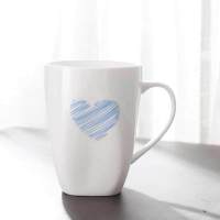 情侣杯子女学生韩版一对马克杯子陶瓷可爱牛奶杯早餐杯咖啡杯水杯 蓝心单杯