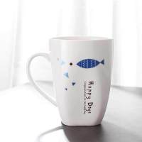 情侣杯子女学生韩版一对马克杯子陶瓷可爱牛奶杯早餐杯咖啡杯水杯 鱼上单杯