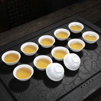 12个泡茶白瓷小茶杯子品茗杯冰裂单杯功夫茶具普洱茶纯白色陶瓷杯 12个纯白5[40ML]