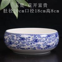 大号陶瓷茶洗带盖功夫茶具配件洗茶碗杯洗龙泉青瓷白瓷哥窑大笔洗 云纹花不带盖