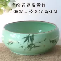 大号陶瓷茶洗带盖功夫茶具配件洗茶碗杯洗龙泉青瓷白瓷哥窑大笔洗 青瓷竹不带盖