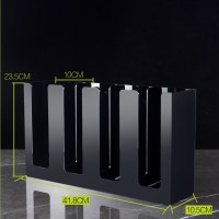 纸杯架吸管取分杯器亚克力吧台收纳架外带一次性杯架咖啡厅奶茶店 亚克力平四格-黑色