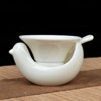 过滤网底座网布汝窑功夫茶隔茶具公道杯茶道配件家用茶漏 企鹅象牙白茶漏(送5份网布)