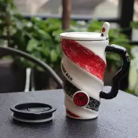 马克杯带盖勺文艺北欧茶杯陶瓷带盖可爱男生款简约个性水杯蜘蛛侠 蜘蛛侠+瓷盖+勺+杯刷