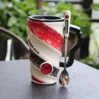 马克杯带盖勺文艺北欧茶杯陶瓷带盖可爱男生款简约个性水杯蜘蛛侠 蜘蛛侠+盖+勺+杯刷