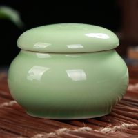 大中小号迷你色釉陶瓷罐瓷瓶 药罐茶叶罐香粉罐 密封储物罐可定制 天青小号