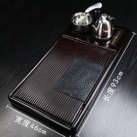 紫砂黑檀木茶盘家用茶托整块实木茶台大小号茶海功夫茶具简约托盘 黑檀纹简雅（不带电炉）