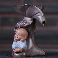 创意陶瓷泡茶过滤器。开水茶漏加水茶道桌上陶土漏斗单件水性家庭 荷韵茶托