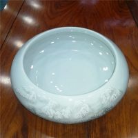 烟灰缸陶瓷家用客厅大码 景德镇陶瓷烟缸特大号手工坯高白瓷摆件 雪景