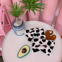 韩国ins少女心可爱毛绒奶牛零钱包学生迷你硬币收纳包化妆包女潮