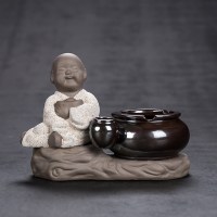 陶瓷烟灰缸 不带盖创意防风个性客厅卧室茶几潮流摆件 家用多功能 弥勒进宝烟灰缸