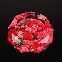 烟灰缸水晶玻璃圆形彩印玫瑰花客厅茶几时尚田园家用送礼大号欧式 八角18CM红玫瑰