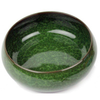 陶瓷烟灰缸大号 家用创意 冰裂纹多肉水仙盆 客厅卧室茶几 垃圾缸 深绿直径20CM高8CM