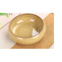 陶瓷烟灰缸大号 家用创意 冰裂纹多肉水仙盆 客厅卧室茶几 垃圾缸 姜黄直径20CM高8CM