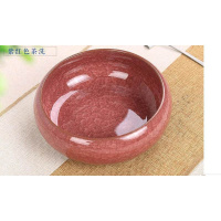 陶瓷烟灰缸大号 家用创意 冰裂纹多肉水仙盆 客厅卧室茶几 垃圾缸 紫红直径20CM高8CM