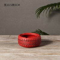 美式复古轮胎造型个性潮流烟灰缸创意家用北欧ins酒吧装饰品摆件 轮胎小号-红色水泥材质