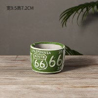 美式复古轮胎造型个性潮流烟灰缸创意家用北欧ins酒吧装饰品摆件 66公路圆形-绿色水泥材质