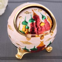 欧式烟灰缸家用创意客厅ins个性潮流带盖多功能防飞灰俄罗斯摆件 金白城堡（翻盖）