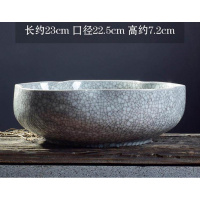 陶瓷烟灰缸大号超大特大 家用圆形青瓷仿古中式客厅茶几床头 花盆 5号肚径23CM高7.2CM哥窑花瓣铁线大号