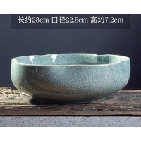 陶瓷烟灰缸大号超大特大 家用圆形青瓷仿古中式客厅茶几床头 花盆 23号肚径23CM高7.2CM花瓣铁线蓝色大号