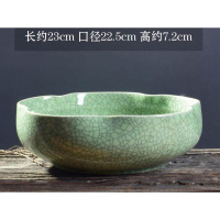 陶瓷烟灰缸大号超大特大 家用圆形青瓷仿古中式客厅茶几床头 花盆 20号肚径23CM高7.2CM花瓣铁线绿色大号