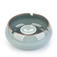 白瓷少女烟灰缸家用简约可爱有盖女生美式客厅艺术用品复古桌面 钧烟缸哥窑粉青