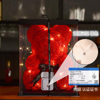 生日女三八妇女节送女朋友创意老婆浪漫走心结婚女神 红玫瑰熊+爱情记忆纯银(银色)[送礼盒+灯]