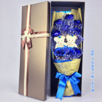 三八妇女节生日女生送女友老婆闺蜜浪漫惊喜创意实用礼品 9朵金箔2熊-蓝色